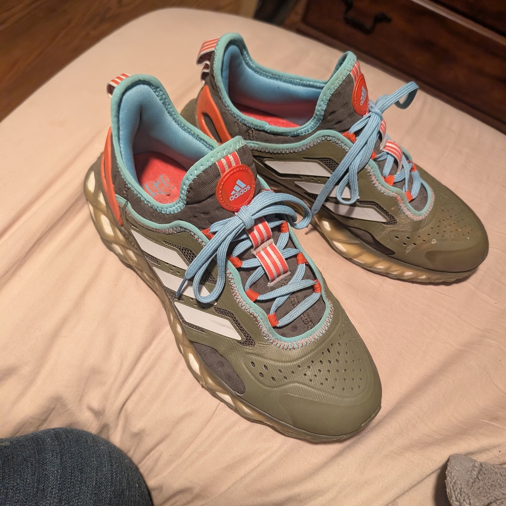 Adidas Men's Olive and Orange Athletic Shoes